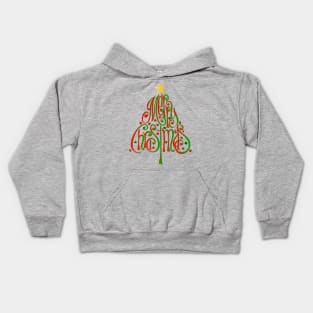 Merry Christmas Word Tree Kids Hoodie